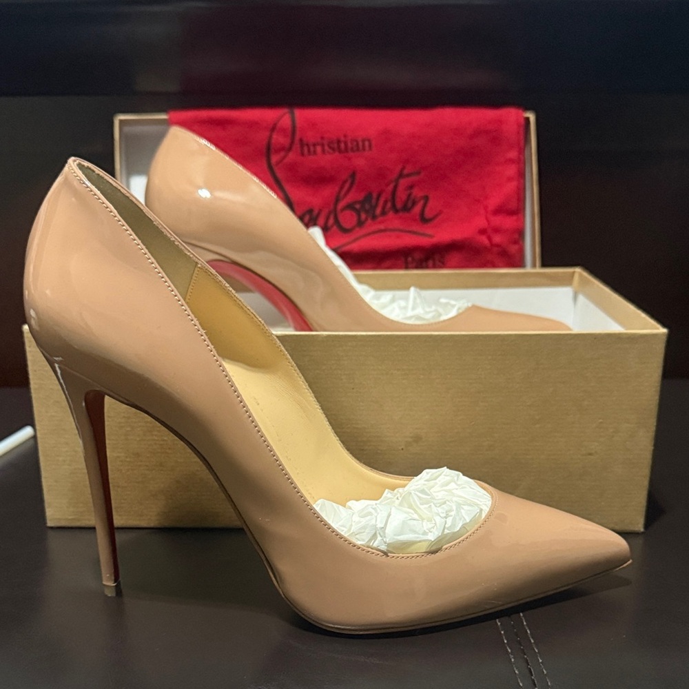 Christian Louboutin Pigalle Follies 100 Patent - Nude 40.5